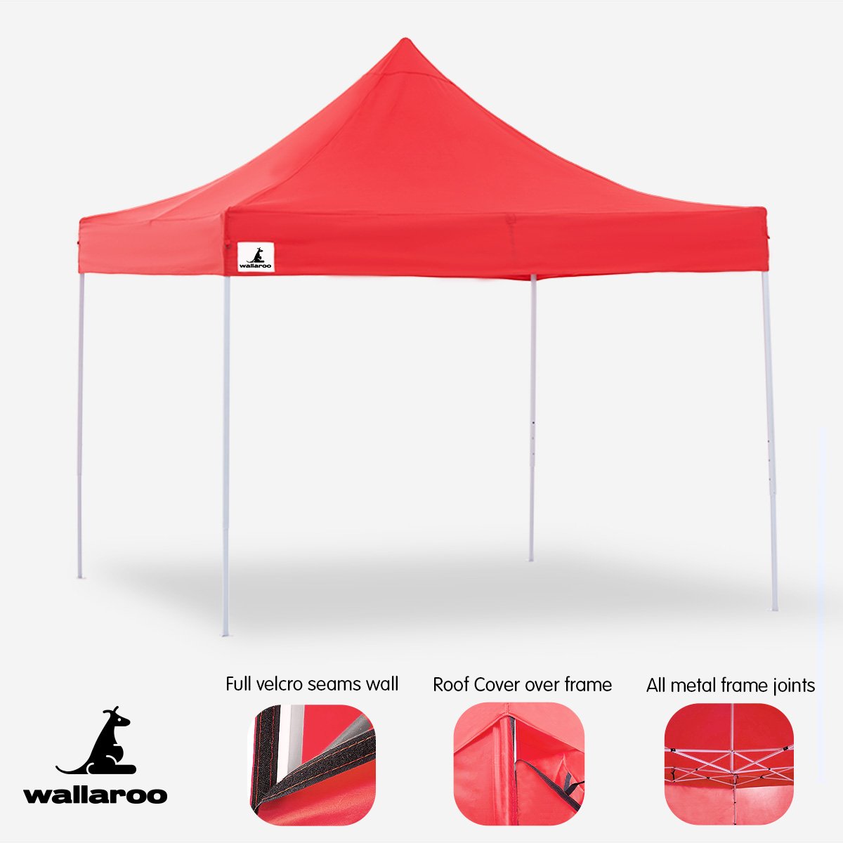 V240-GAZ-POP-3X3-RD-73604-03 Wallaroo Gazebo Tent Marquee 3x3 PopUp Outdoor  Red - Image 4