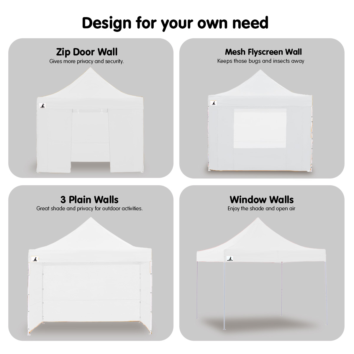 V240-GAZ-POP-3X3-WH-73603-02 Wallaroo Gazebo Tent Marquee 3x3 PopUp Outdoor Wallaroo White - Image 3