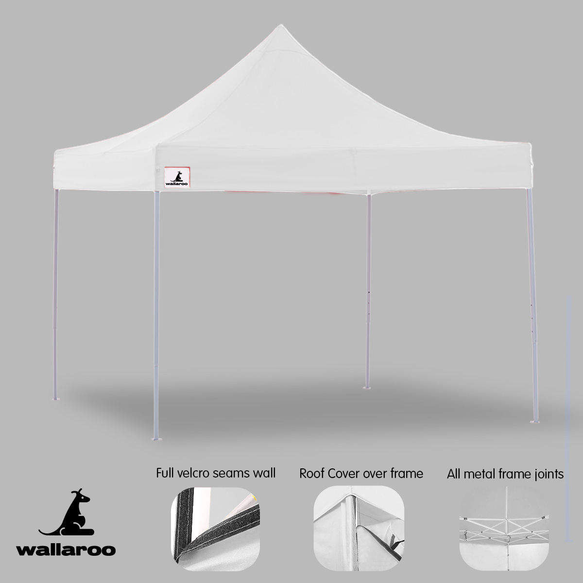 V240-GAZ-POP-3X3-WH-73603-04 Wallaroo Gazebo Tent Marquee 3x3 PopUp Outdoor Wallaroo White - Image 5