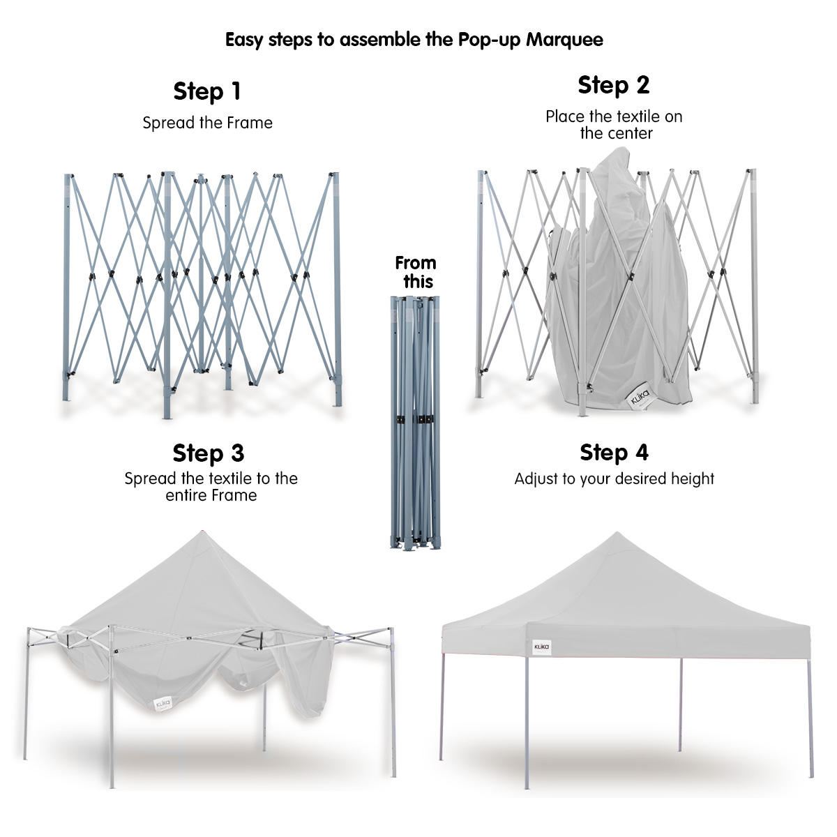 V240-GAZ-POP-3X3-WH-73603-05 Wallaroo Gazebo Tent Marquee 3x3 PopUp Outdoor Wallaroo White - Image 6