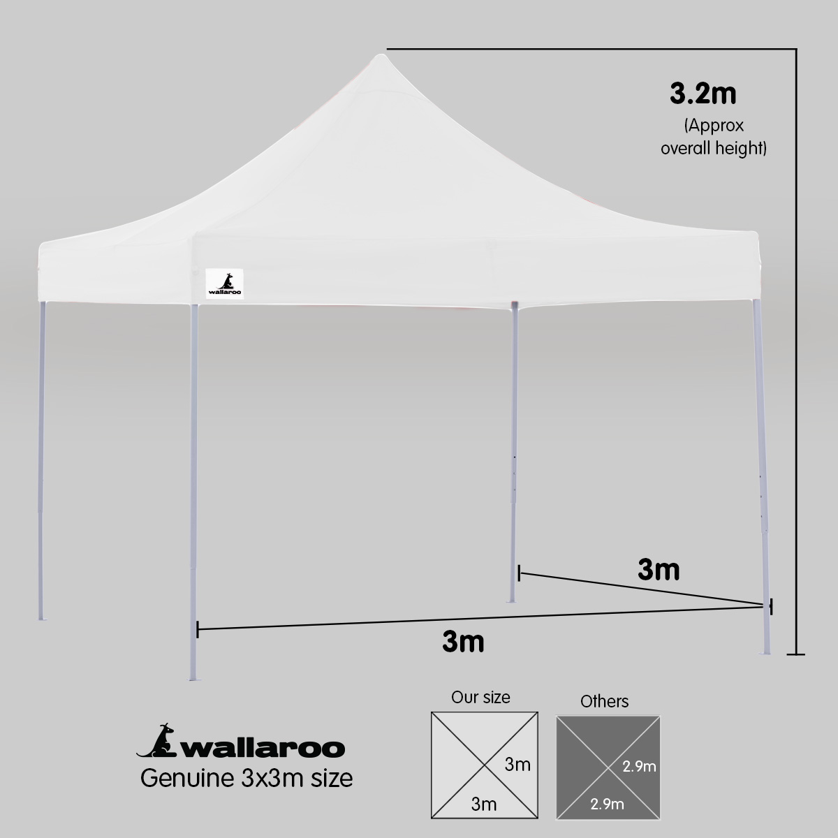 V240-GAZ-POP-3X3-WH-73603-07 Wallaroo Gazebo Tent Marquee 3x3 PopUp Outdoor Wallaroo White - Image 8