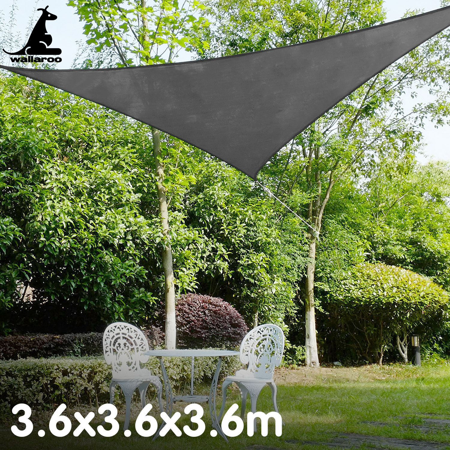 V240-GYSS-36-TRI-70993-07 Wallaroo Triangle Shade Sail 3.6 x 3.6 x 3.6M - Grey - Image 8