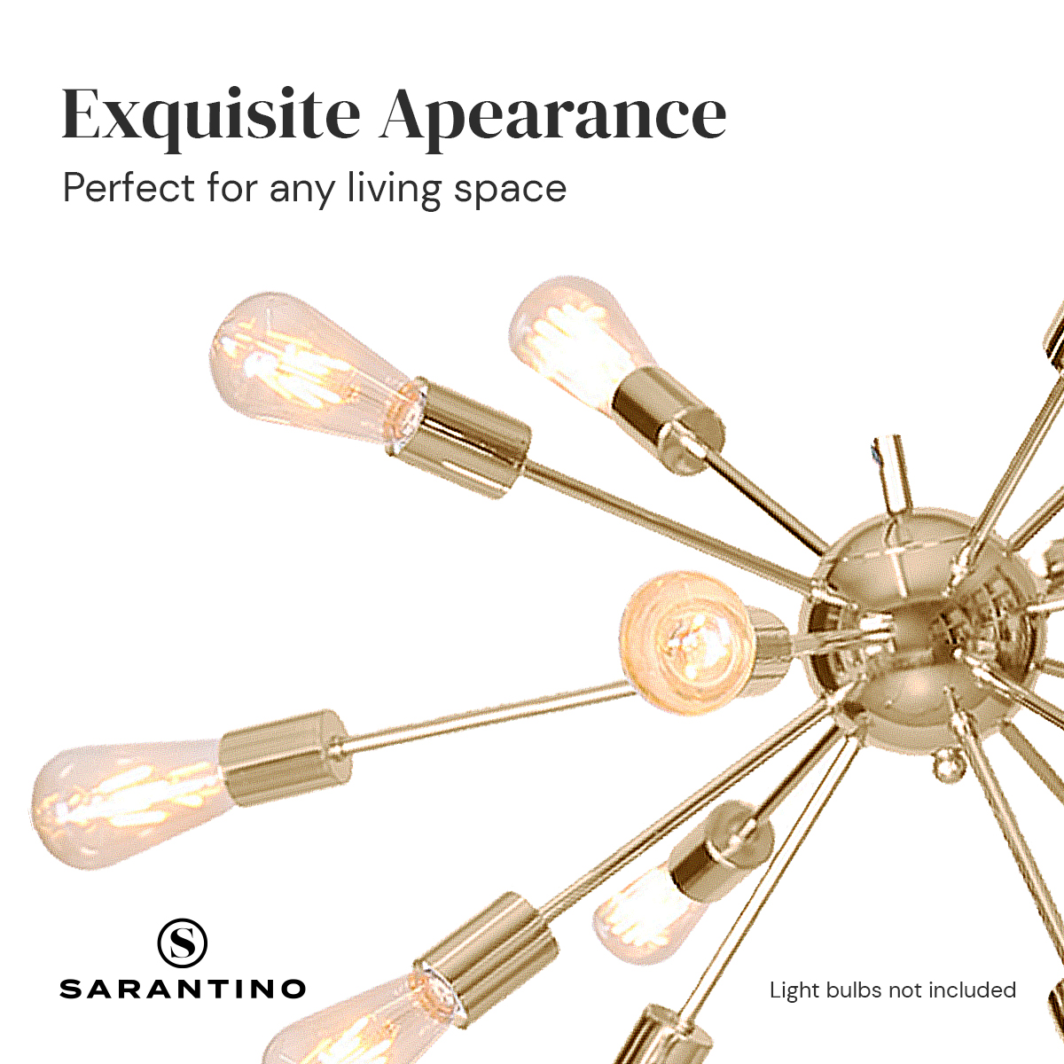 V240-LMP-MLM-50604-71612-03 Sarantino 15-Light Sputnik Chandelier in Brass Finish - Image 4