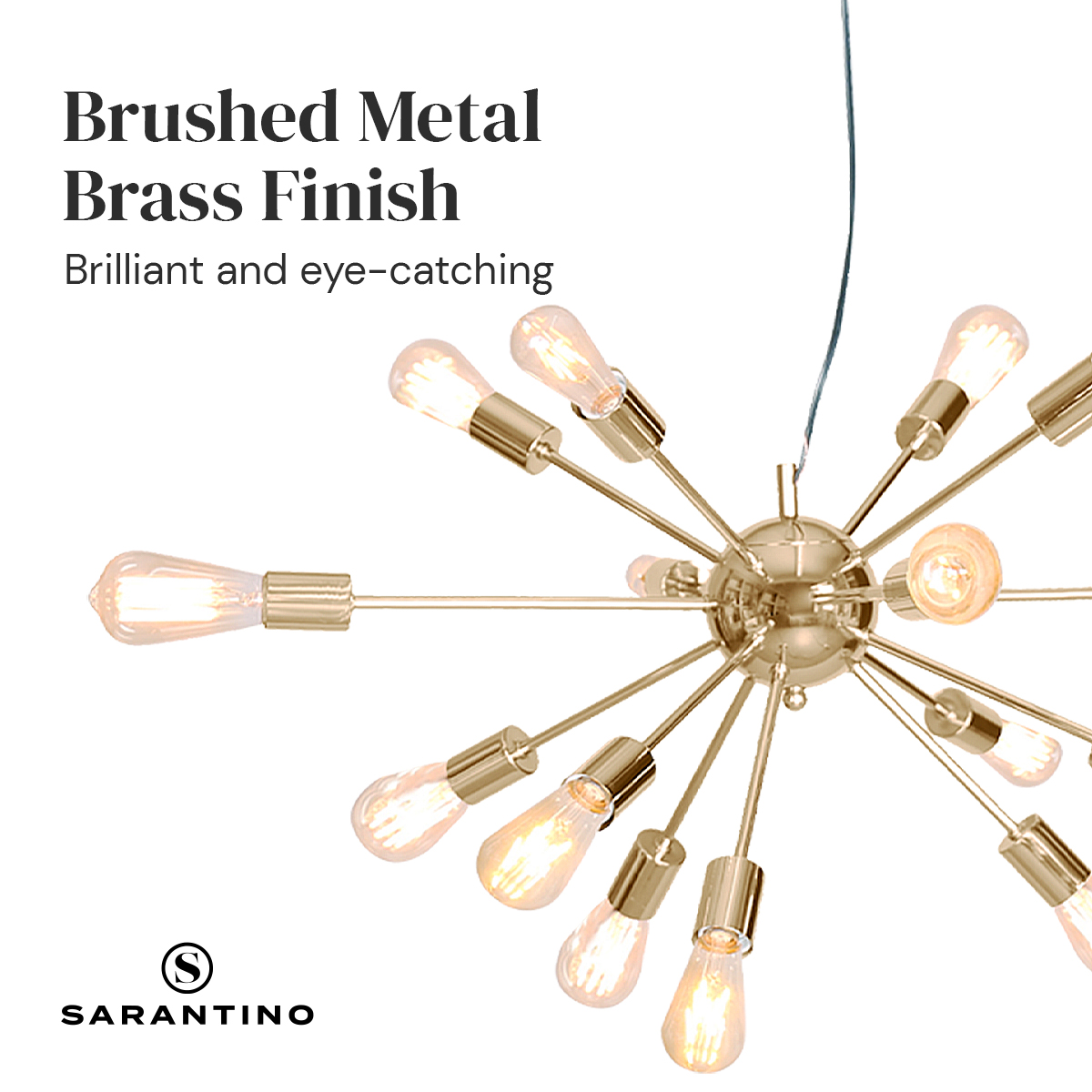 V240-LMP-MLM-50604-71612-04 Sarantino 15-Light Sputnik Chandelier in Brass Finish - Image 5