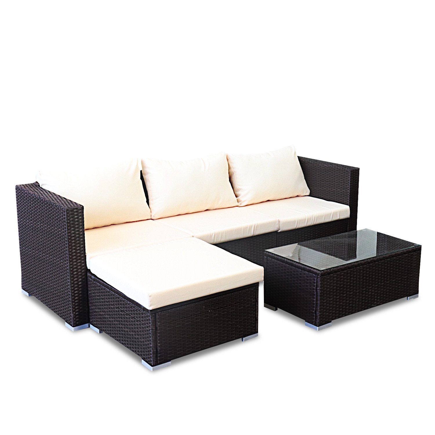 V240-RTA-ASA-5PC-BN-73471-00 Sarantino 5pc Modular Outdoor Lounge Set PE Rattan - Brown - Image 1