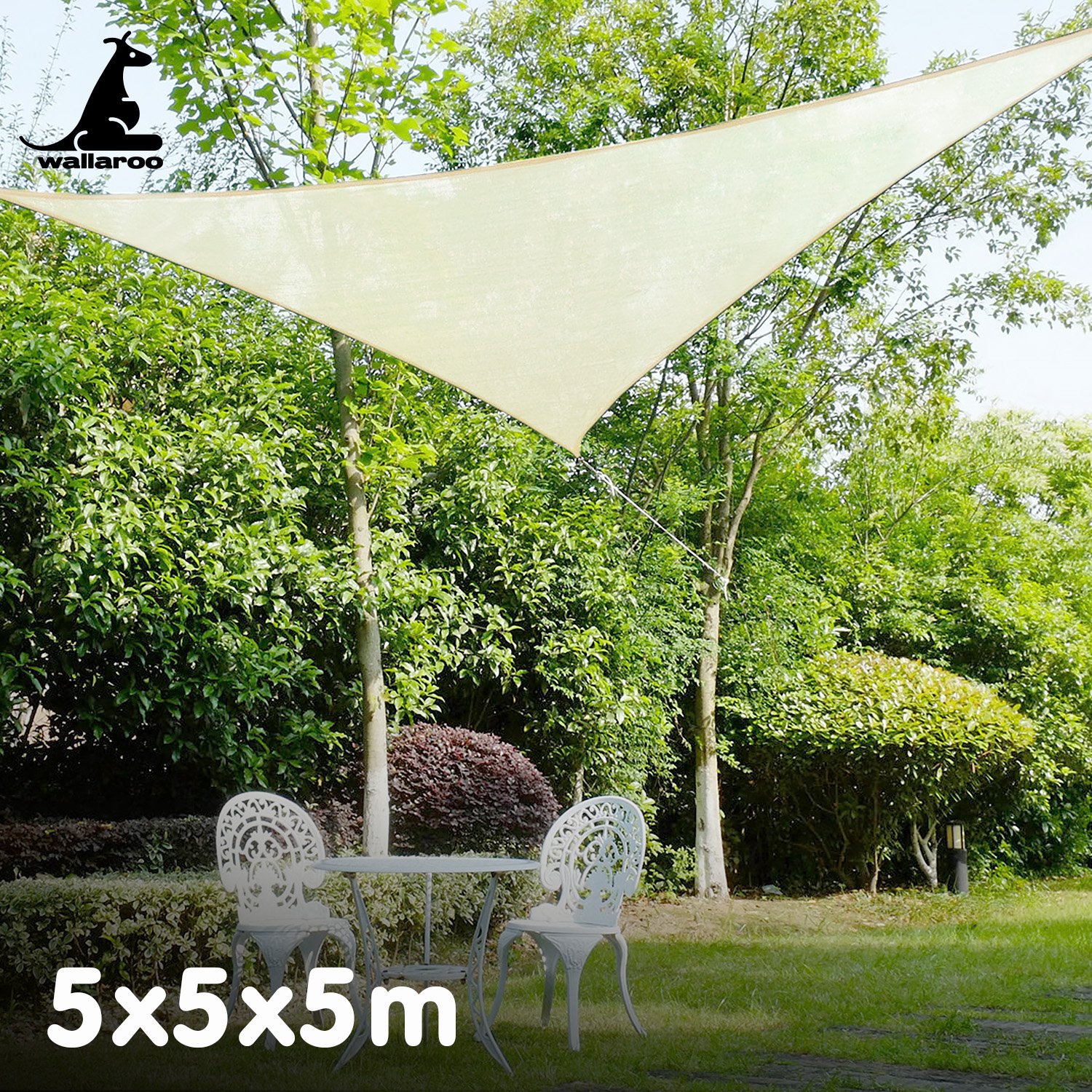 V240-WPSS-555-202505071221-04 Wallaroo Waterproof 160GSM Outdoor Sun Shade Sail Canopy 5m Triangle - Image 5