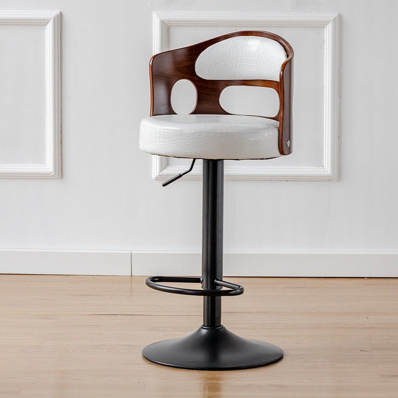 V255-BS5105-WHITE-90097-01 Bar Stools Kitchen Bar Stool Leather Barstools Swivel Gas Lift Counter Chairs- White - Image 2