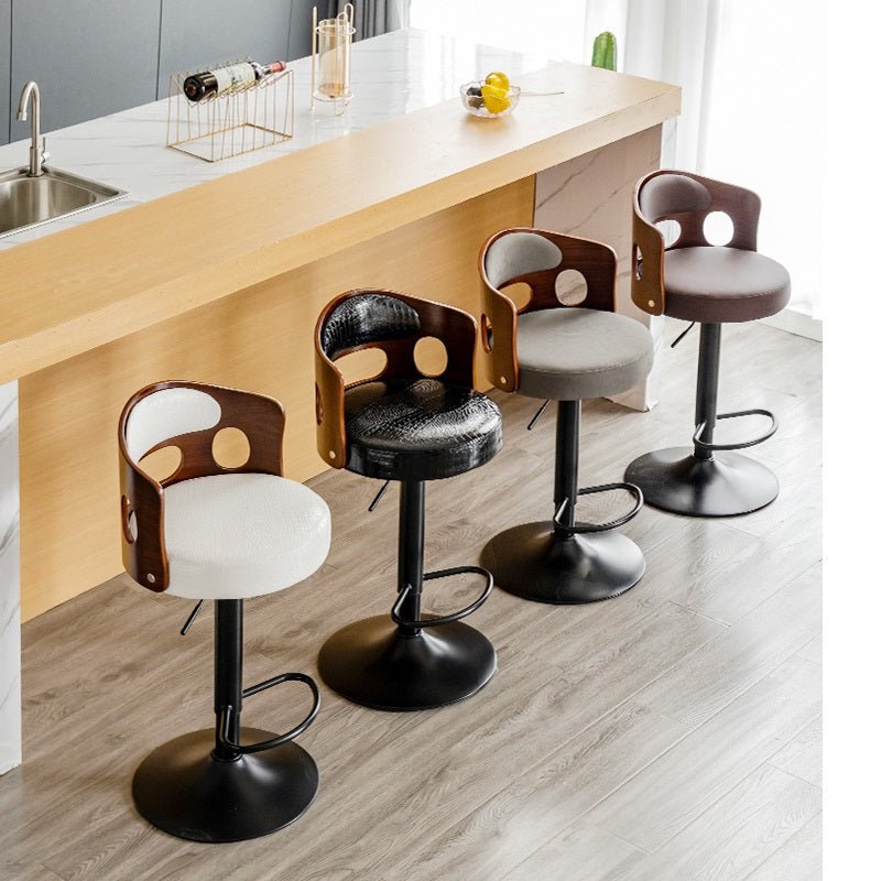 V255-BS5105-WHITE-90097-02 Bar Stools Kitchen Bar Stool Leather Barstools Swivel Gas Lift Counter Chairs- White - Image 3