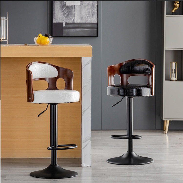 V255-BS5105-WHITE-90097-03 Bar Stools Kitchen Bar Stool Leather Barstools Swivel Gas Lift Counter Chairs- White - Image 4