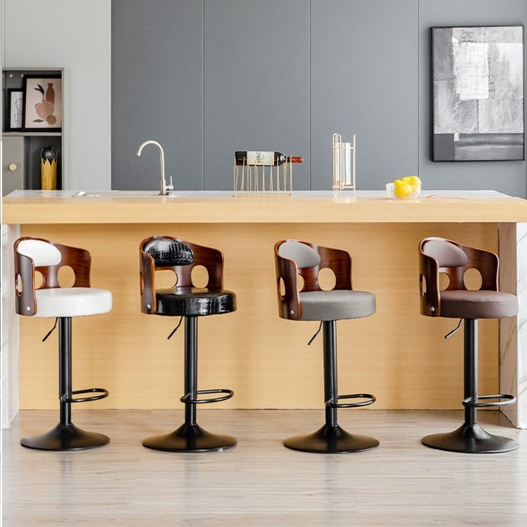 V255-BS5105-WHITE-90097-04 Bar Stools Kitchen Bar Stool Leather Barstools Swivel Gas Lift Counter Chairs- White - Image 5