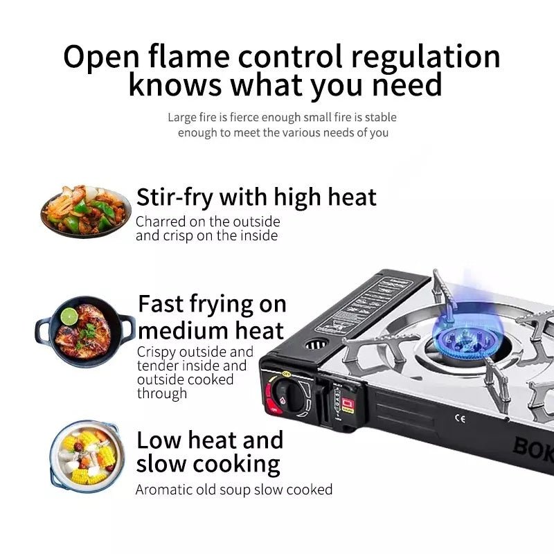 V255-YC-TWIN-STOVE-202506190810-05 2 Burner Butane Countertop Stove, Portable Adjustable Burners with Carry Case, Portable Camping Stove with Baking Tray - Image 6