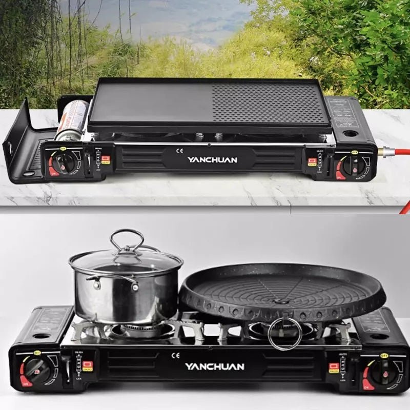 V255-YC-TWIN-STOVE-202506190810-06 2 Burner Butane Countertop Stove, Portable Adjustable Burners with Carry Case, Portable Camping Stove with Baking Tray - Image 7