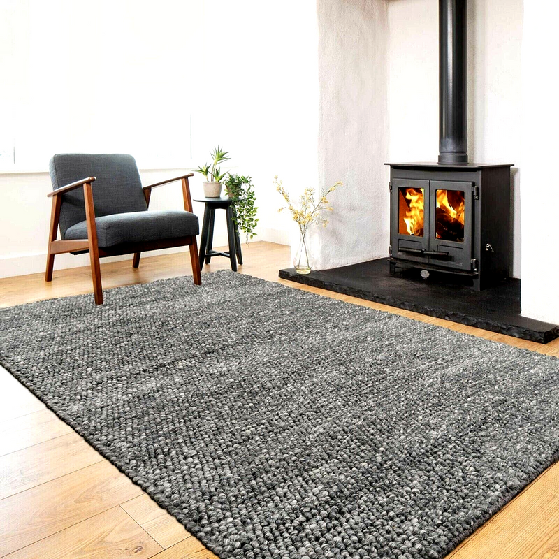 V262-CR-STK-033CG-s-l1600-00 Wool Pebble Charcoal Lifestyle Rug 130x 180 cm - Image 1