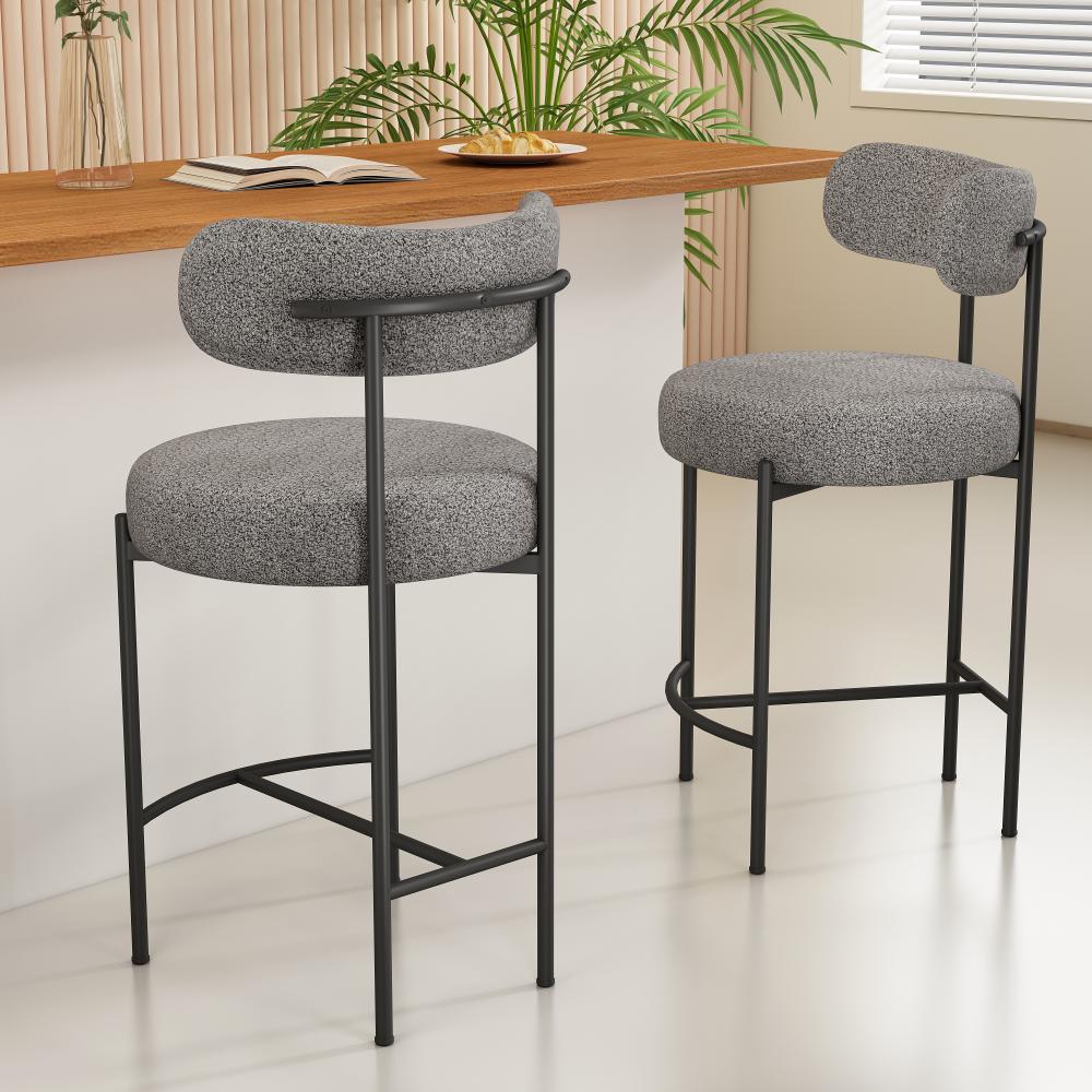 V264-DNC-417B-MGR-02-1-189426-01 Contemporary Grey Boucle Elsa Low Bar Stools - Image 2