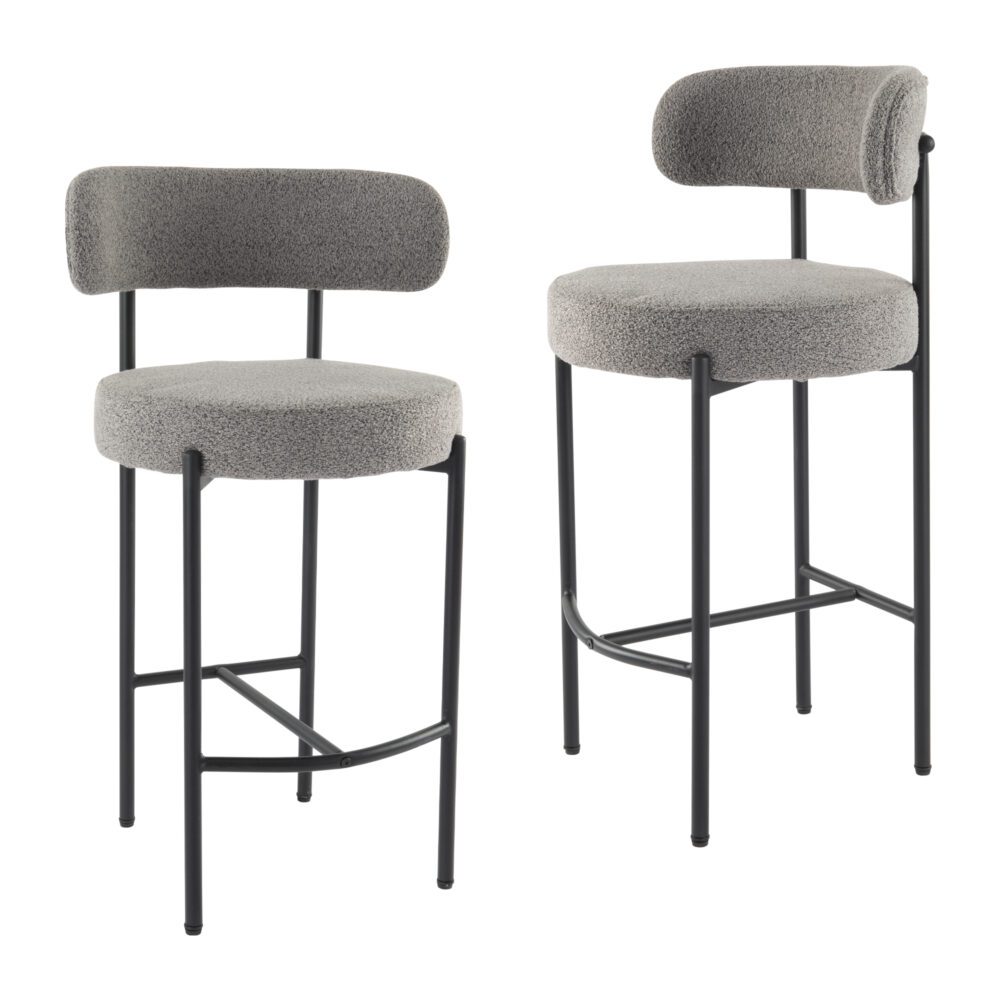 V264-DNC-417B-MGR-02-1-189426-02 Contemporary Grey Boucle Elsa Low Bar Stools - Image 3