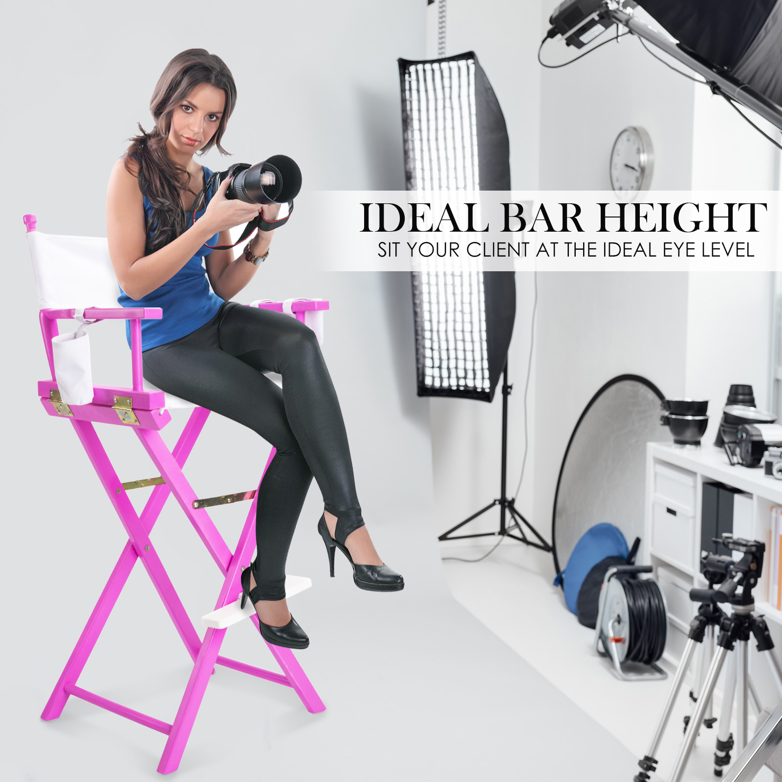 V274-FT-6015DC-PK-202502261543-01 Director Movie Folding Tall Chair 76cm PINK HUMOR - Image 3