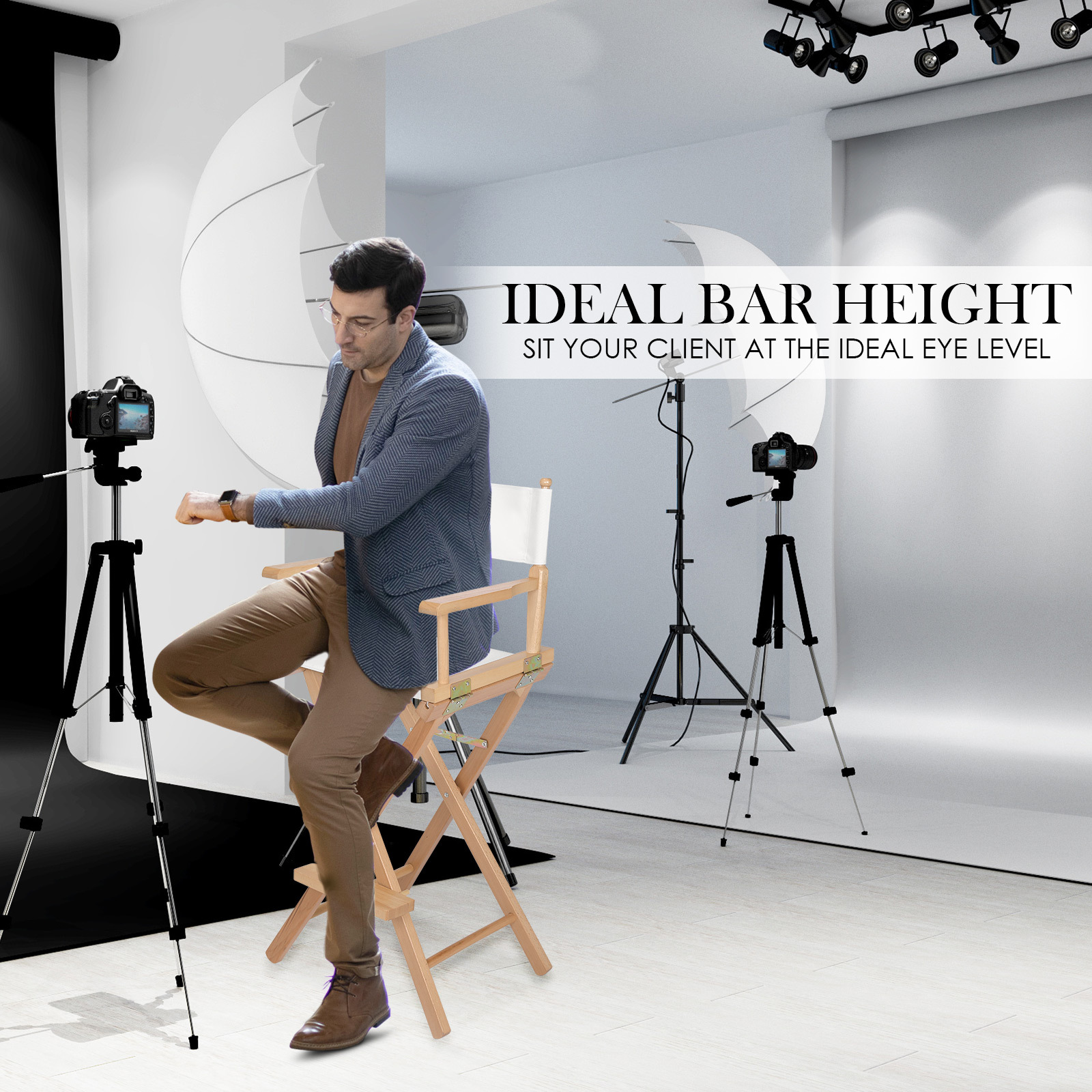 V274-FT-6015DC-WD-209858-02 Director Movie Folding Tall Chair 76cm Beech WOOD HUMOR - Image 3