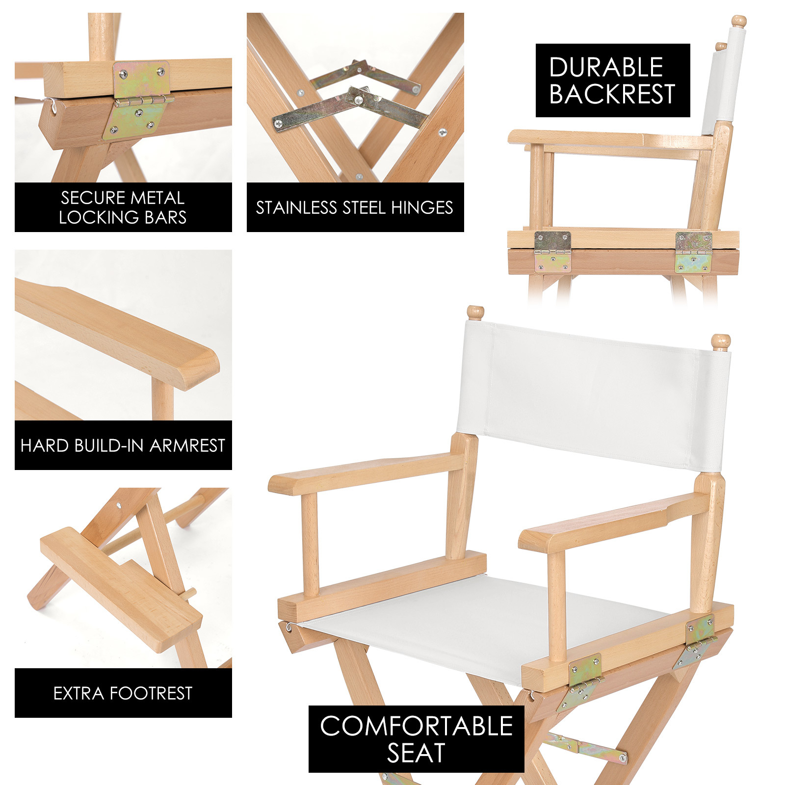 V274-FT-6015DC-WD-209858-07 Director Movie Folding Tall Chair 76cm Beech WOOD HUMOR - Image 8