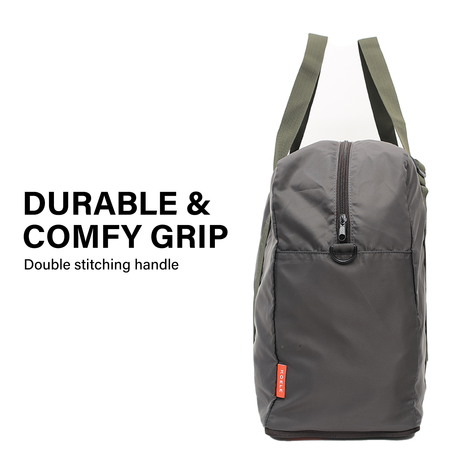 V274-GM-KOEBAG-BOS-KAK-GM-KOEBAG-BOS-KAK-05 Shopper Bag Travel Duffle Bag Foldable Laptop Luggage Nylon KO-BOSTON KHAKI - Image 6