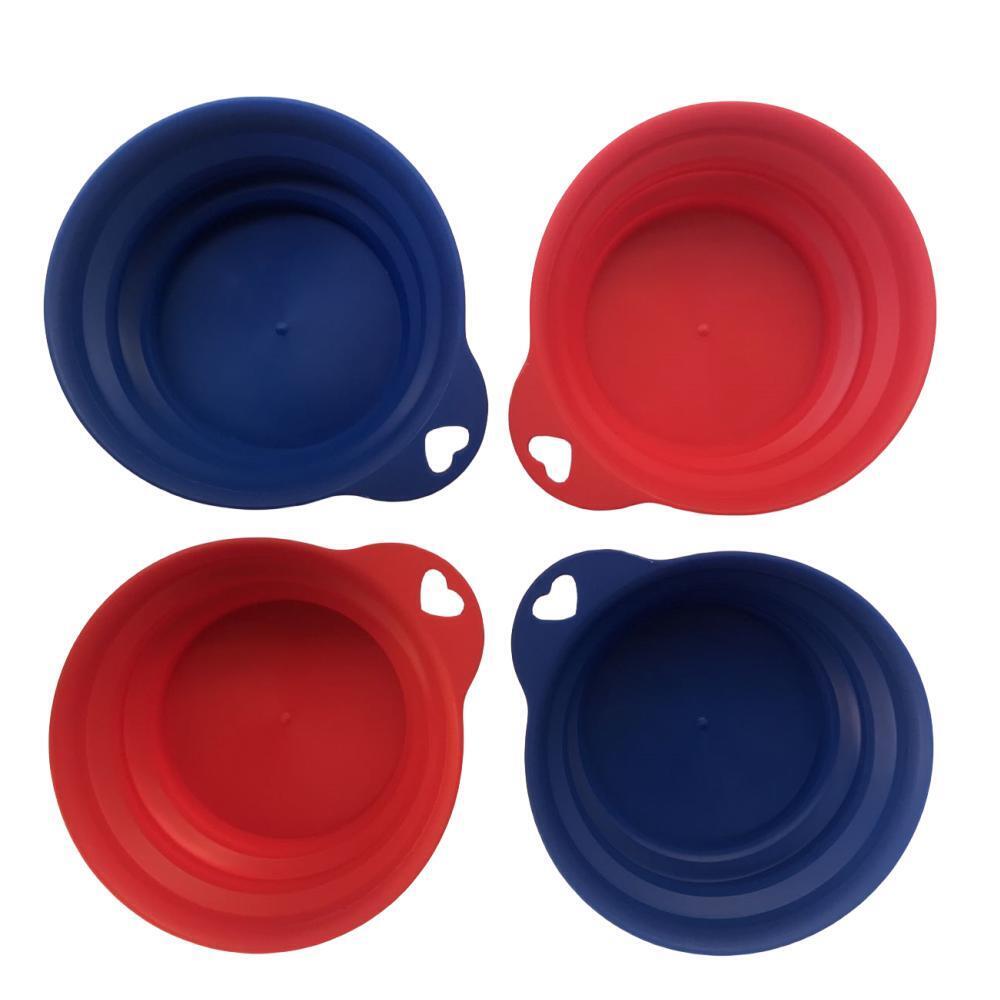 V278-53777-FOUR-TRAVEL-BOWL-150498-00 YES4PETS 4 x Pet Portable Folding Bowl Dog Cat Food Feeding Water Feeder Collapsable Travel - Image 1