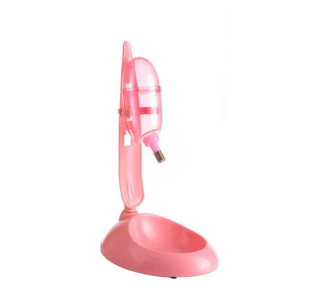 V278-BP186-PET-FEEDER-PINK-65565-00 YES4PETS Dog Cat Guinea Pig Water Food Feeder Rabbit Bowl Dispenser Bottle-Pink - Image 1