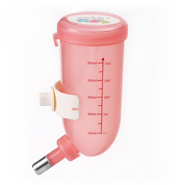 V278-BP189-PET-BOTTLE-PINK-BP189-PET-BOTTLE-PINK-00 YES4PETS 500ml Dog Cat Hamster Rabbit Water Bottle Hanging Drinking Dispenser Feeder Pink - Image 1