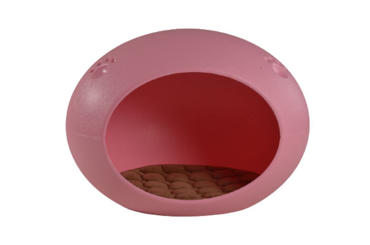 V278-BP228-CAT-NEST-PINK-67809-00 YES4PETS Medium Cave Cat Kitten Box Igloo Cat Bed House Dog Puppy House Pink - Image 1