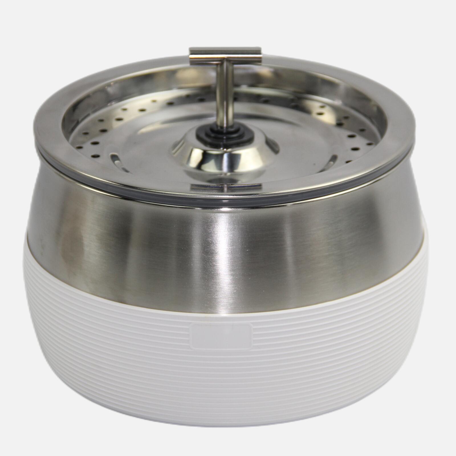 V278-PWS-107-WHITE-78737-00 YES4PETS 3L Automatic Electric Pet Water Fountain Dog Cat Stainless Steel Feeder Bowl Dispenser White - Image 1