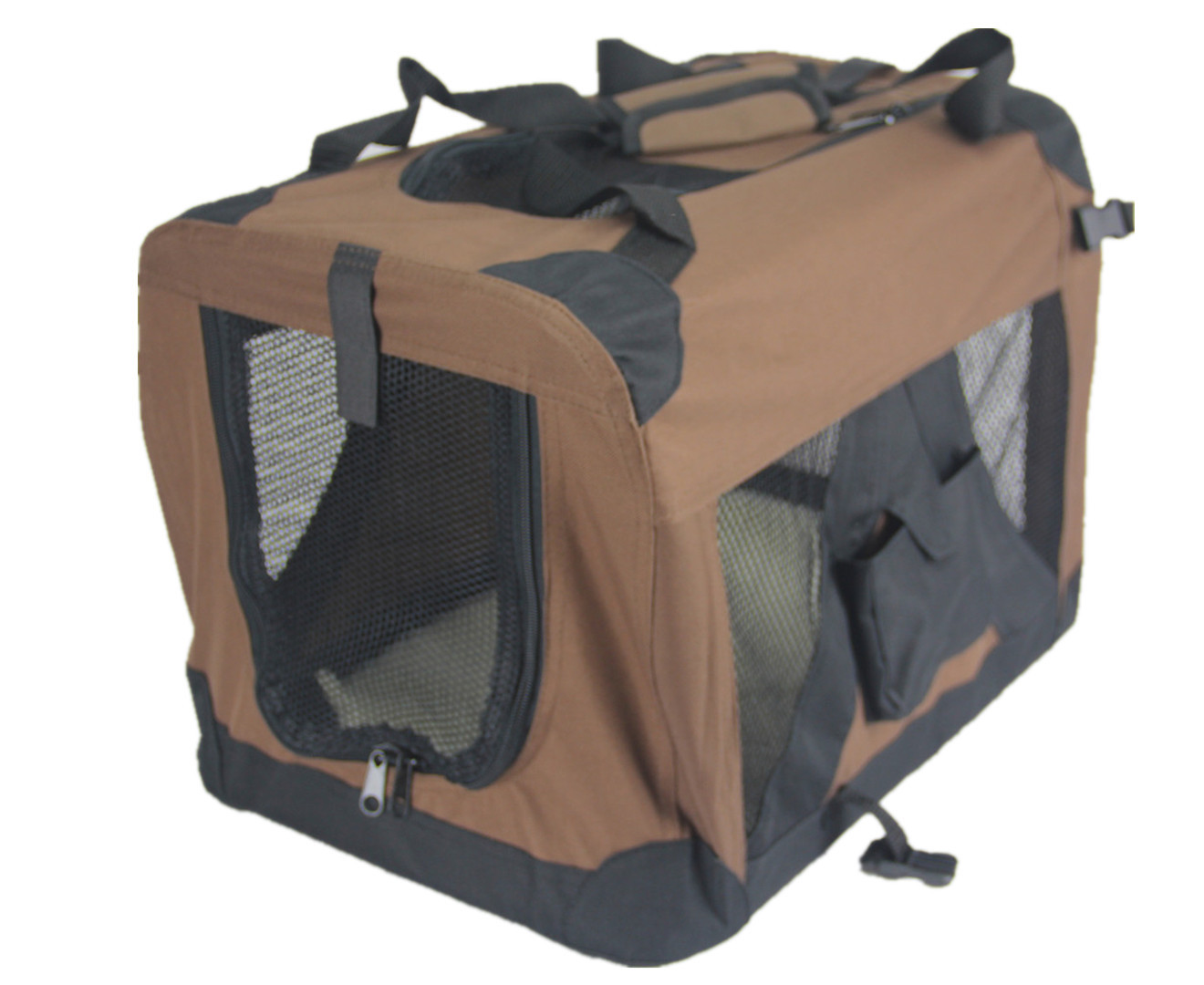V278-SC-S_BROWN-172477-00 YES4PETS Small Portable Foldable Dog Cat Puppy Soft Crate Cage-Brown - Image 1