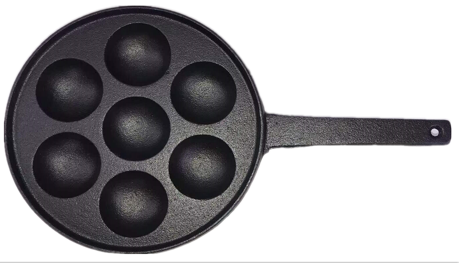 V278-UI1871-CAKE-PAN-97376-00 YES4HOMES 7 Holes Mini Cast Iron Cake Pan Mini Dutch Pancake Cake Pan with Handle - Image 1