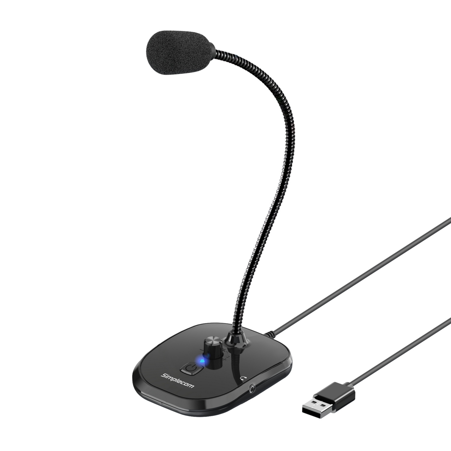 V28-UM360-86051-00 Simplecom UM360 Plug and Play USB Desktop Microphone with Headphone Jack - Image 1