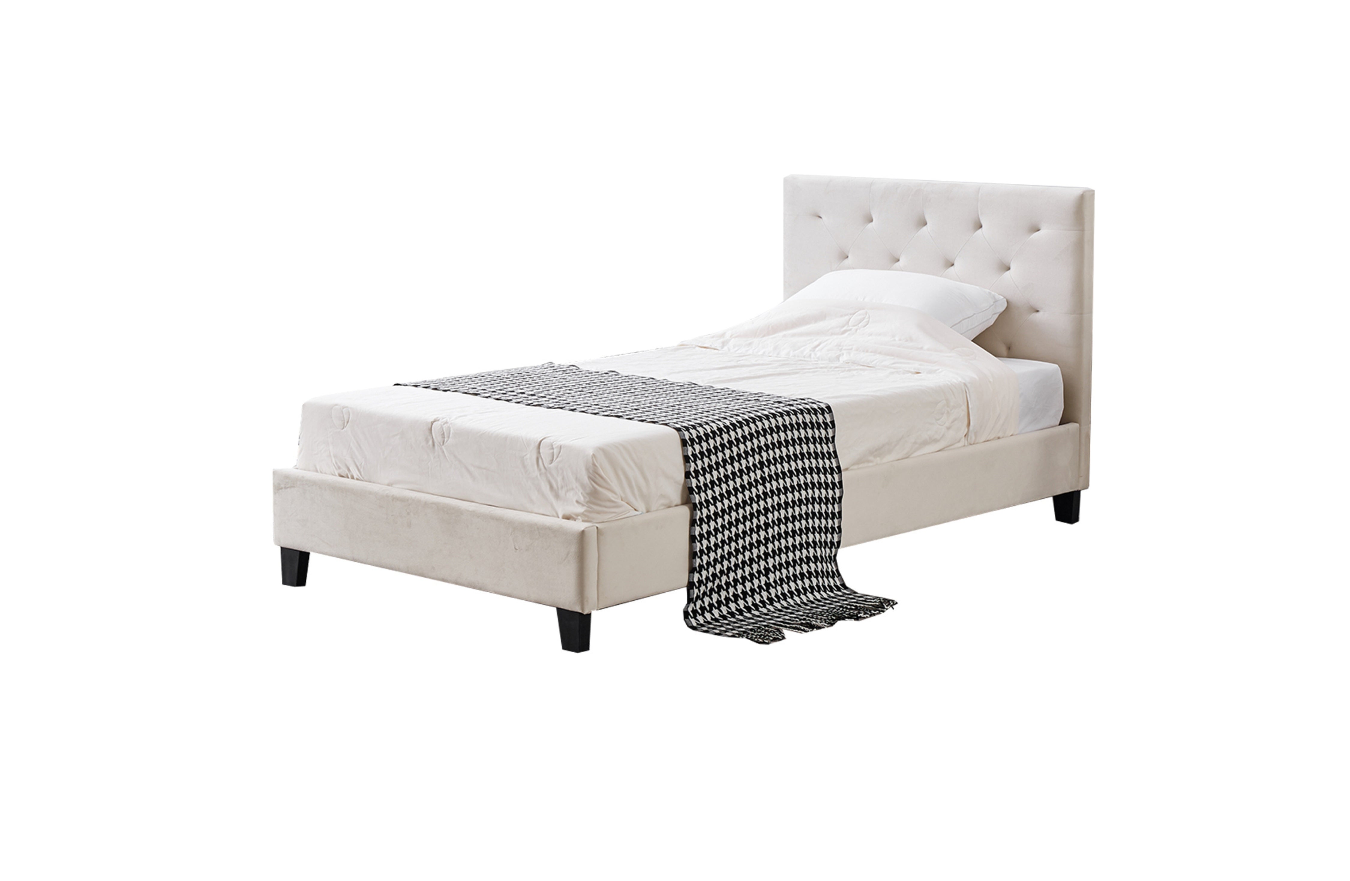 V292-BED-WINSTON-SINGLE-BEIGE-202509081256-00 Winston Beige Velvet Tufted Bed - King Single - Image 1