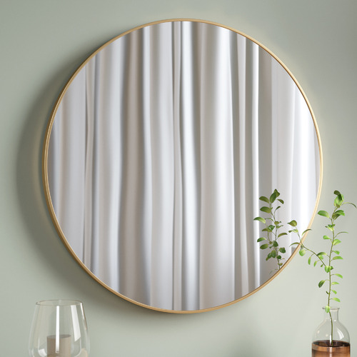V292-MIRR-ARCH0032-51941-02 Metal Round Mirror 100cm - Gold - Image 3