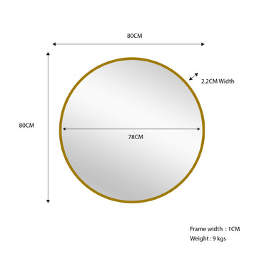 V292-MIRR-ARCH0033-51928-01 Metal Round Mirror 80cm - Gold - Image 2