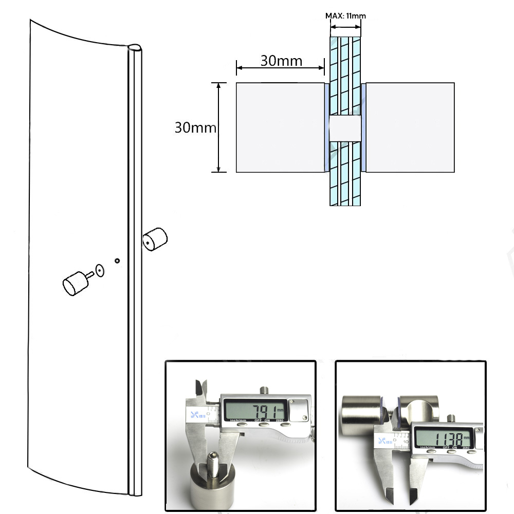 V324-SDKONB-HMR-189257-04 Shower Glass Door Knob Bathroom Back-to-Back Handle Pull 304 Brushed - Image 5