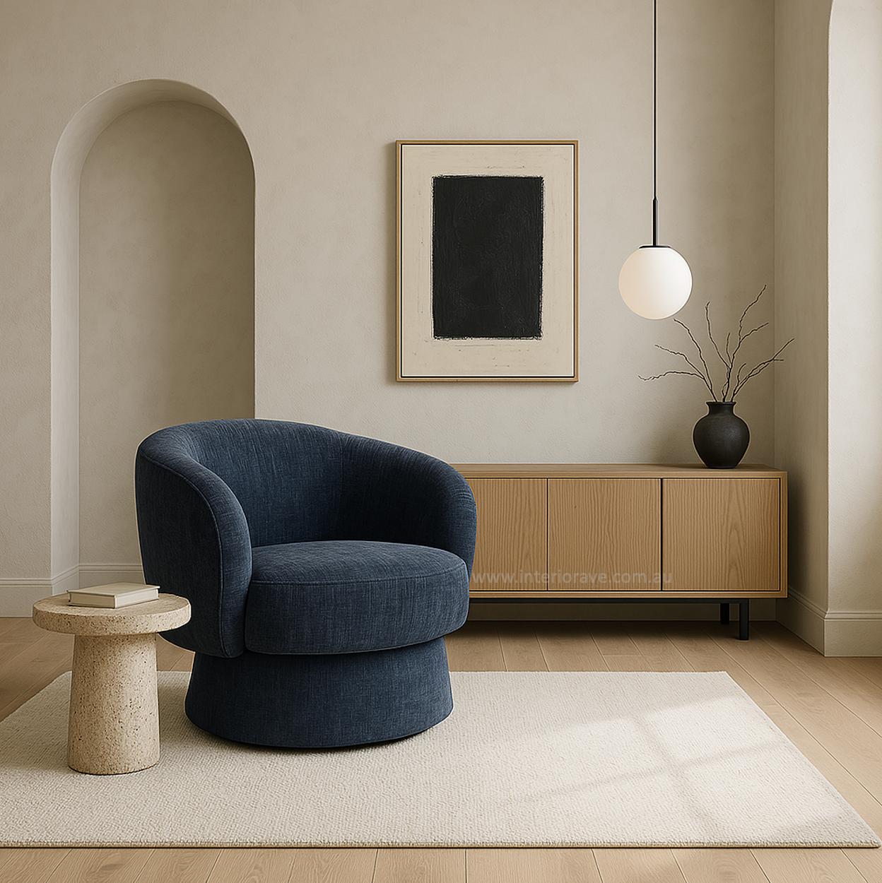 V355-IA-AC-CB-202506251131-00 Interior Ave - Celine Swivel Armchair – Chenille Denim Blue - Image 4