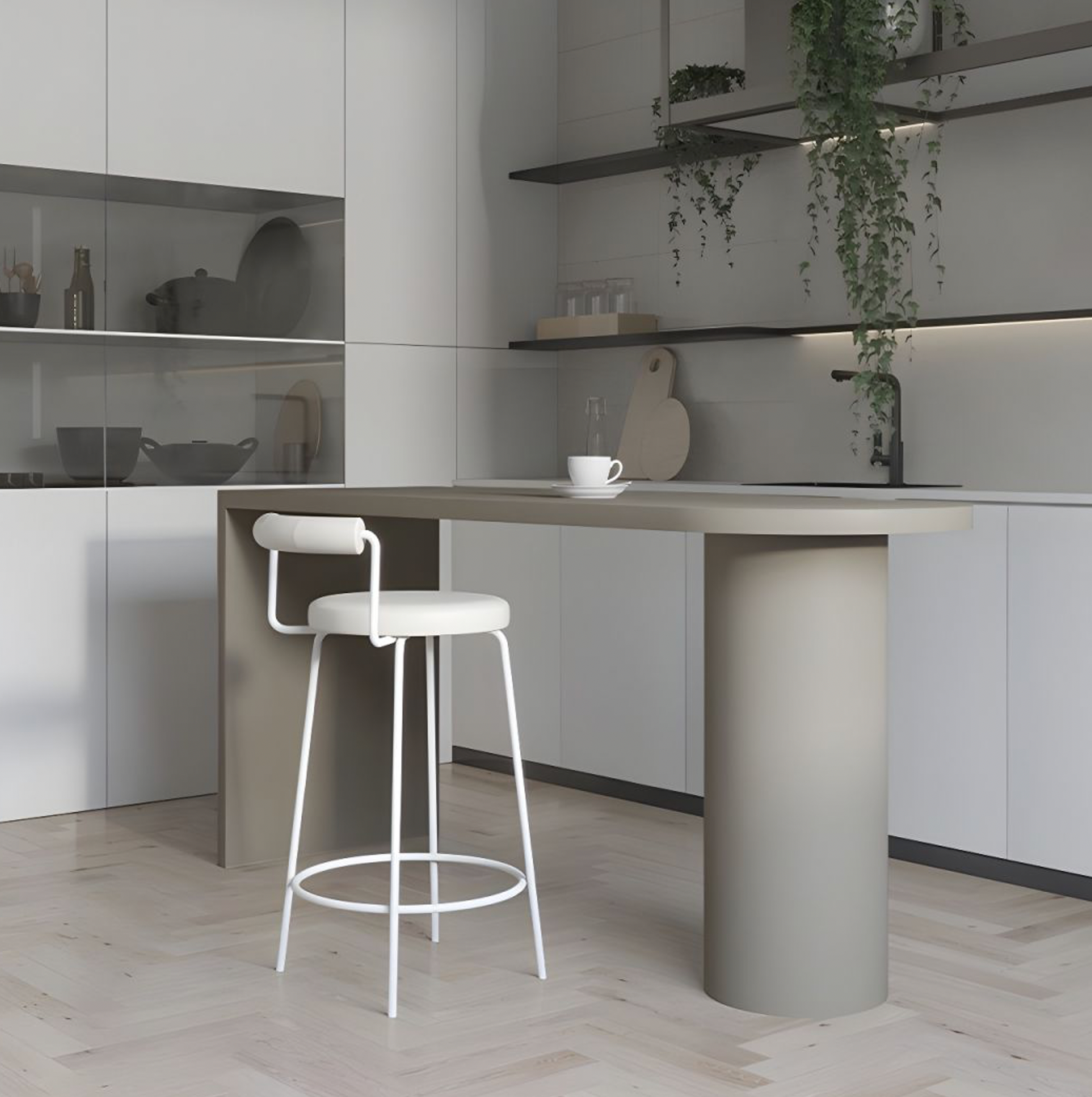 V355-IA-BS3-CW-218486-03 Interior Ave - Calipo White Leather Kitchen Bar Stool - Set of 2 - Image 4