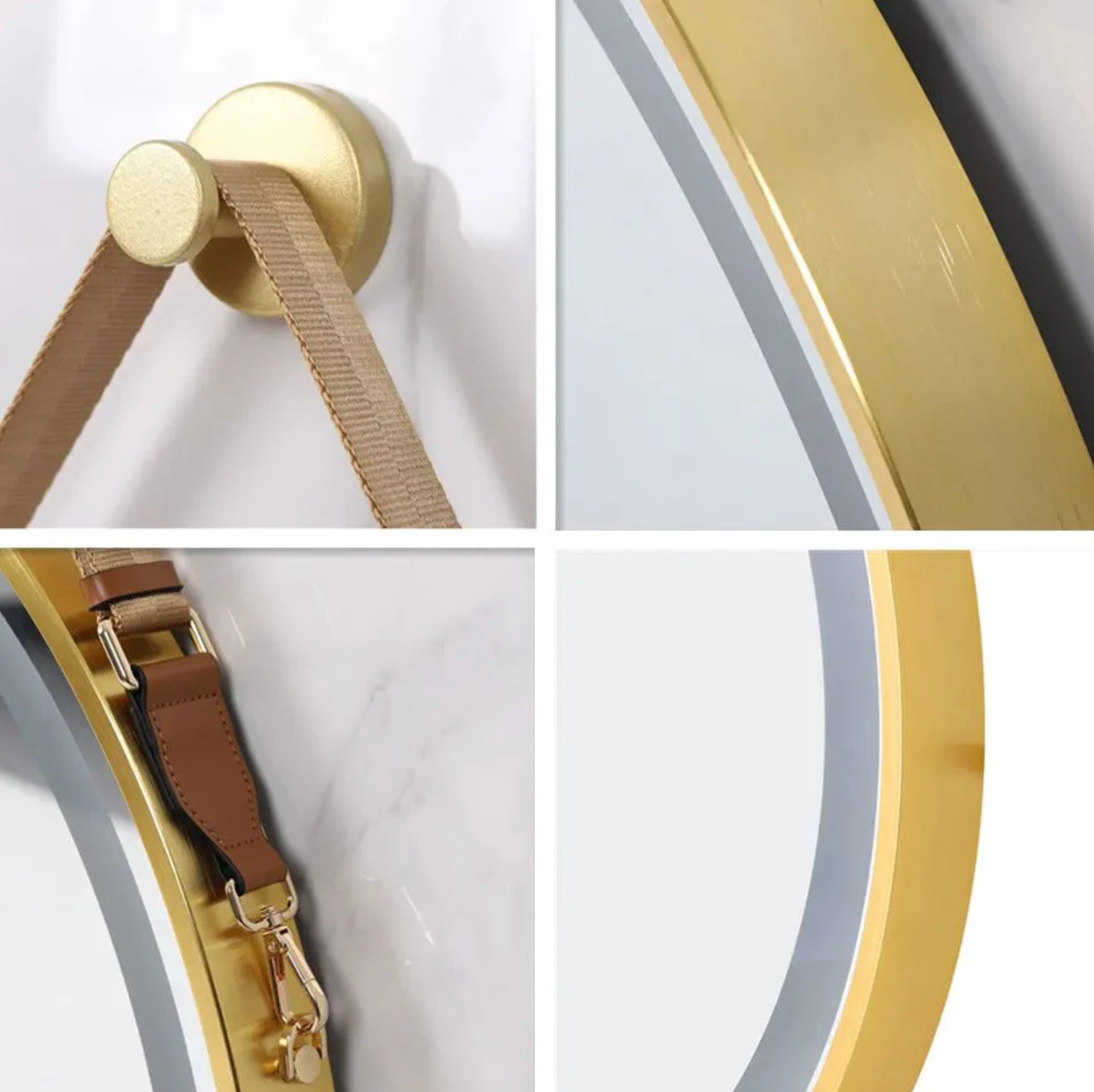 V355-IA-RWM-GD-60-177169-03 Interior Ave - LED Round Hanging Salon / Bathroom Wall Mirror - Gold - 60cm - Image 4