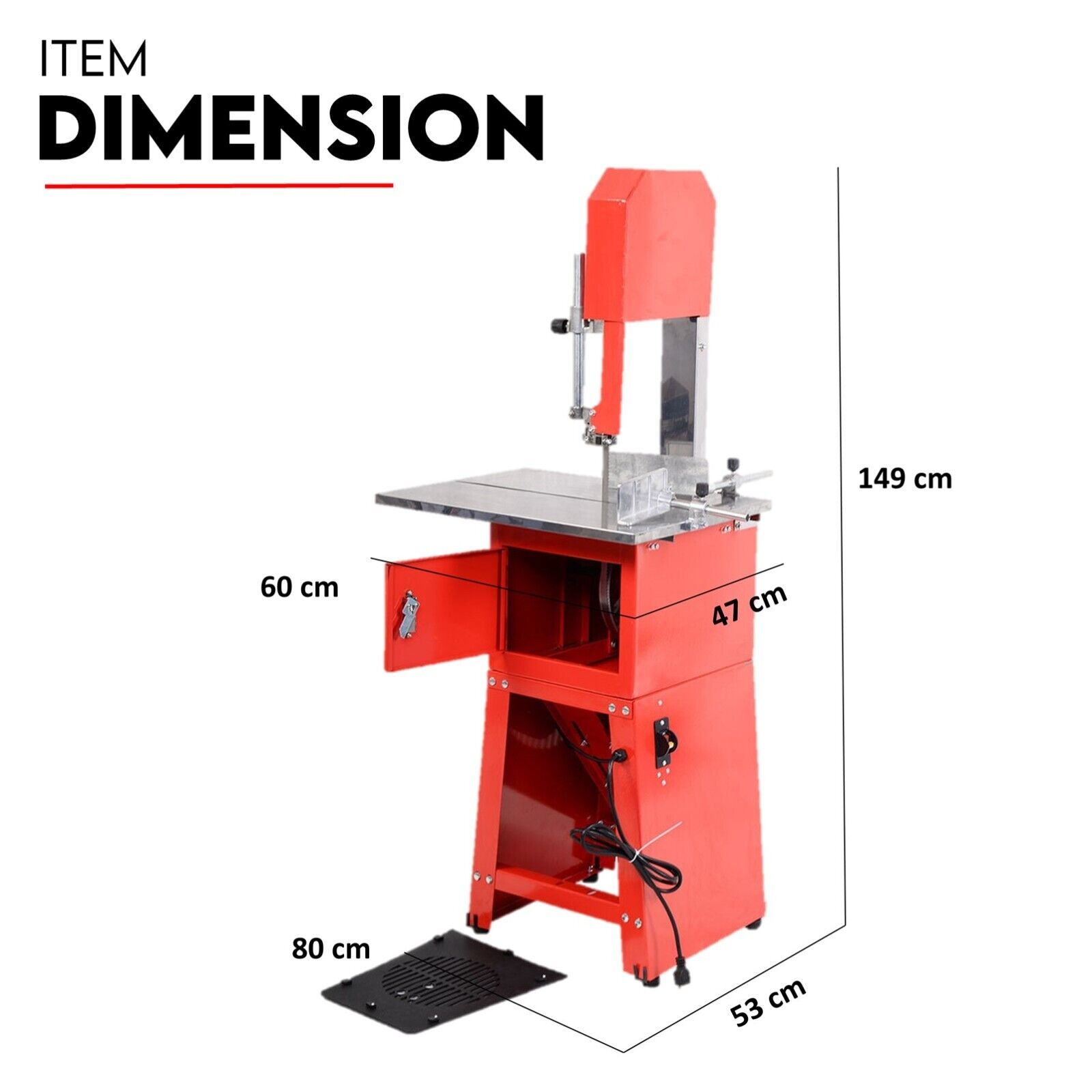 V379-MEATBSAW250005-66873-07 Meat Cutting Band Saw 10" meat mincer Bandsaw Sausage Filler Slicer Grinder - Image 8