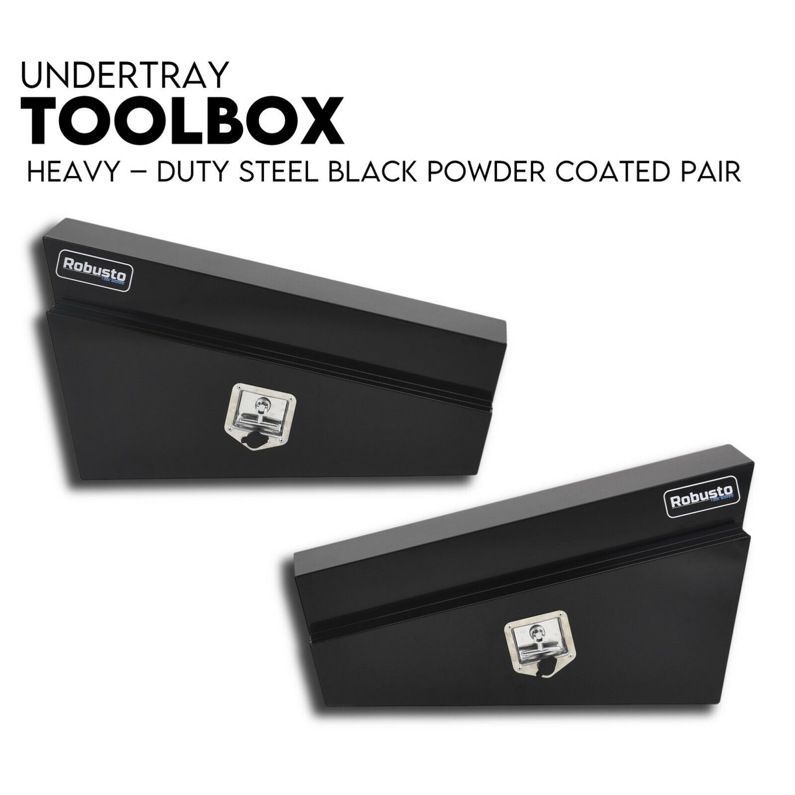 V379-UTRYBLKL9SET06-67156-00 Under Tray Tool Box Underbody Pair Set 900mm Black Steel - Image 1