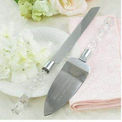 V382-CLRSERVERSET-71842-01 Cutting Cake Knife and Silver Blade Cake Server Set Wedding Anniversary Engagement Birthday Party Gift Boxed - Image 2