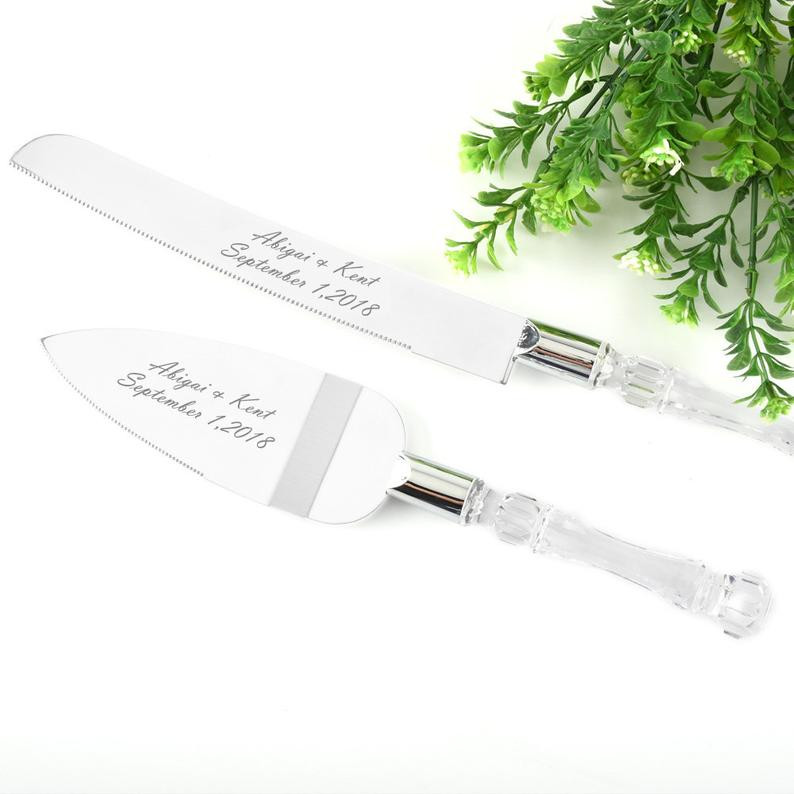 V382-CLRSERVERSET-71842-02 Cutting Cake Knife and Silver Blade Cake Server Set Wedding Anniversary Engagement Birthday Party Gift Boxed - Image 3