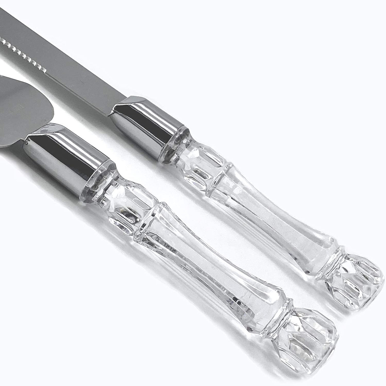 V382-CLRSERVERSET-71842-04 Cutting Cake Knife and Silver Blade Cake Server Set Wedding Anniversary Engagement Birthday Party Gift Boxed - Image 5
