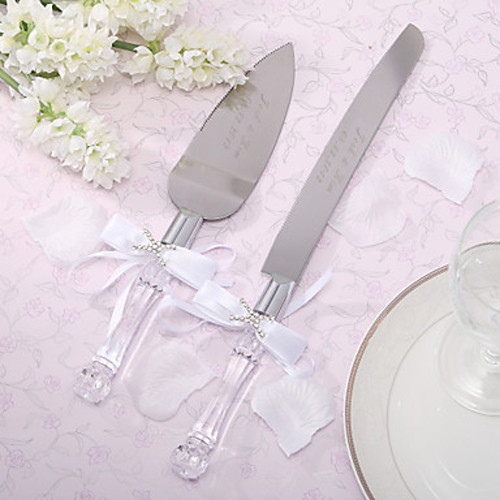 V382-CLRSERVERSET-71842-05 Cutting Cake Knife and Silver Blade Cake Server Set Wedding Anniversary Engagement Birthday Party Gift Boxed - Image 6