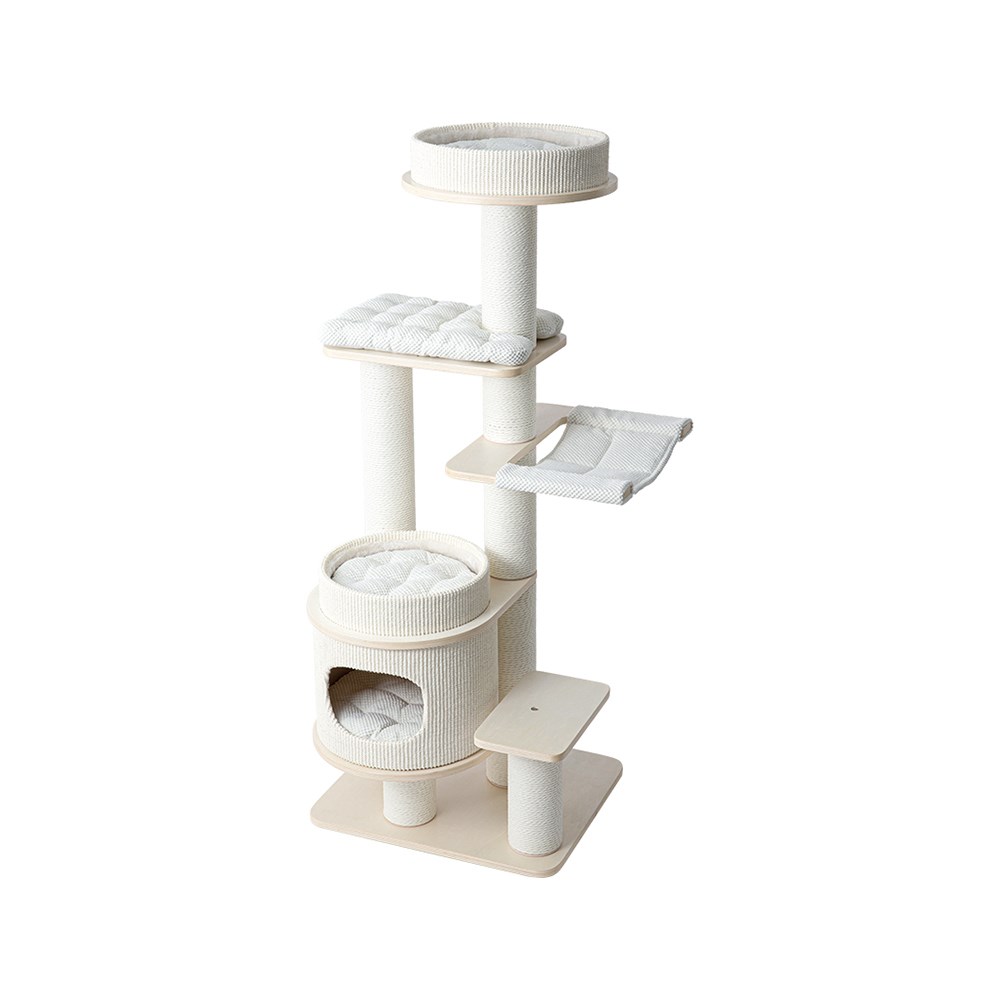 V390-182531-202507030910-00 HONEYPOTCAT PURRING Multi-Tier Plush & Sisal Deluxe Cat Tree - 153cm - Image 1