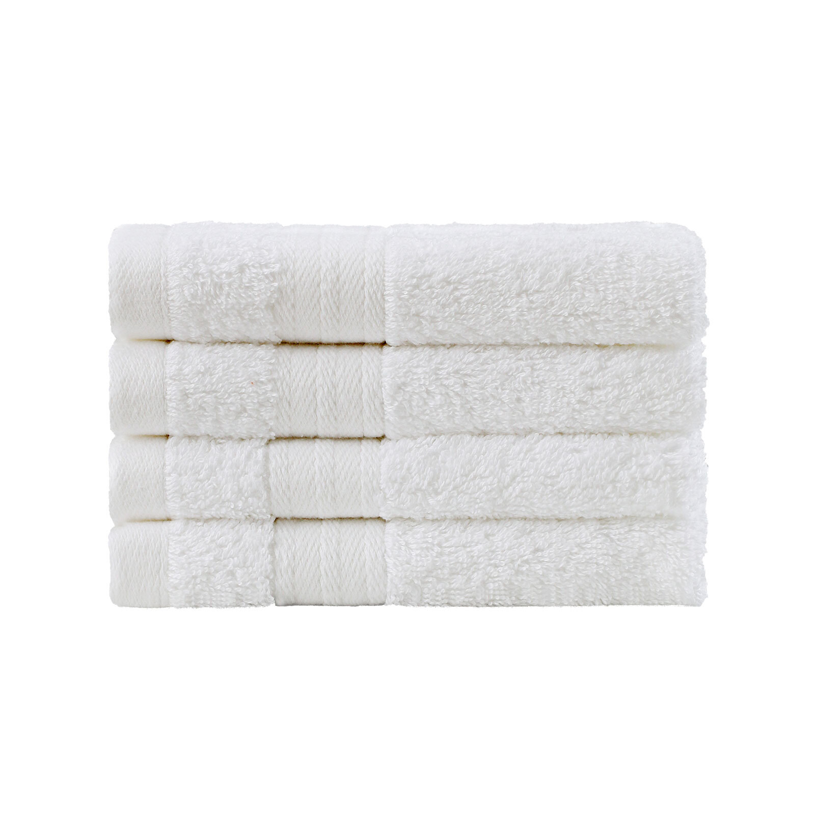 V406-TOWPAK03WH-98216-00 Linenland Bath Towel Set - 4 Piece Cotton Washcloths - White - Image 1