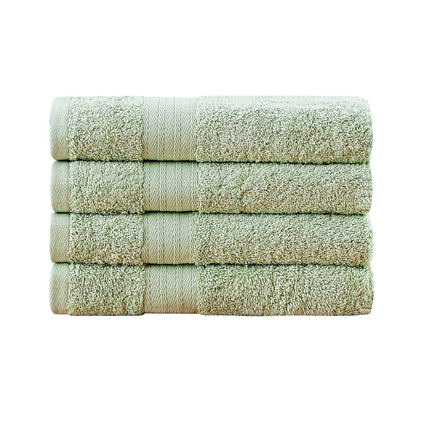 V406-TOWPAK04GR-98212-00 Linenland Bath Towel 4 Piece Cotton Hand Towels Set - Sage Green - Image 1