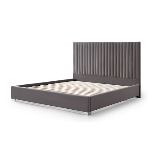 V43-BED-HILL-QGR-144748-03 Hillsdale Bed Frame Polyester Fabric Padded Upholstery High Quality Slats Polished Stainless Steel Feet - Image 4