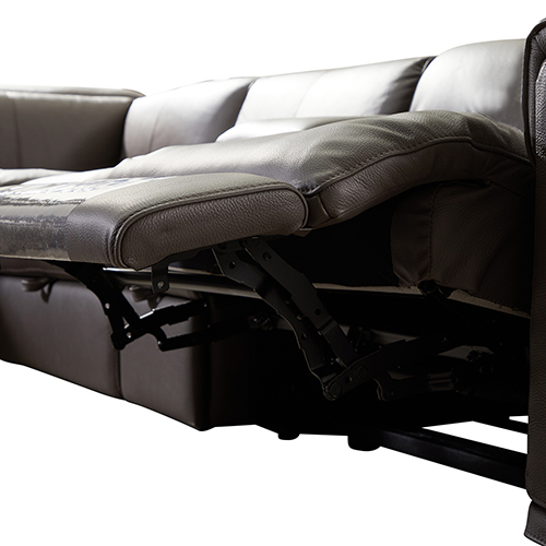 V43-SOF-ATLN-GR-06_5 Corner Sofa Square Wedge Finest Genuine Leather Grey Electric Recliner Storage Drawer with 2x Cup Holders Lounge Set for Living Room - Image 5