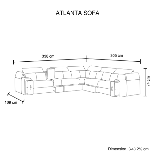 V43-SOF-ATLN-GR-12_5 Corner Sofa Square Wedge Finest Genuine Leather Grey Electric Recliner Storage Drawer with 2x Cup Holders Lounge Set for Living Room - Image 12